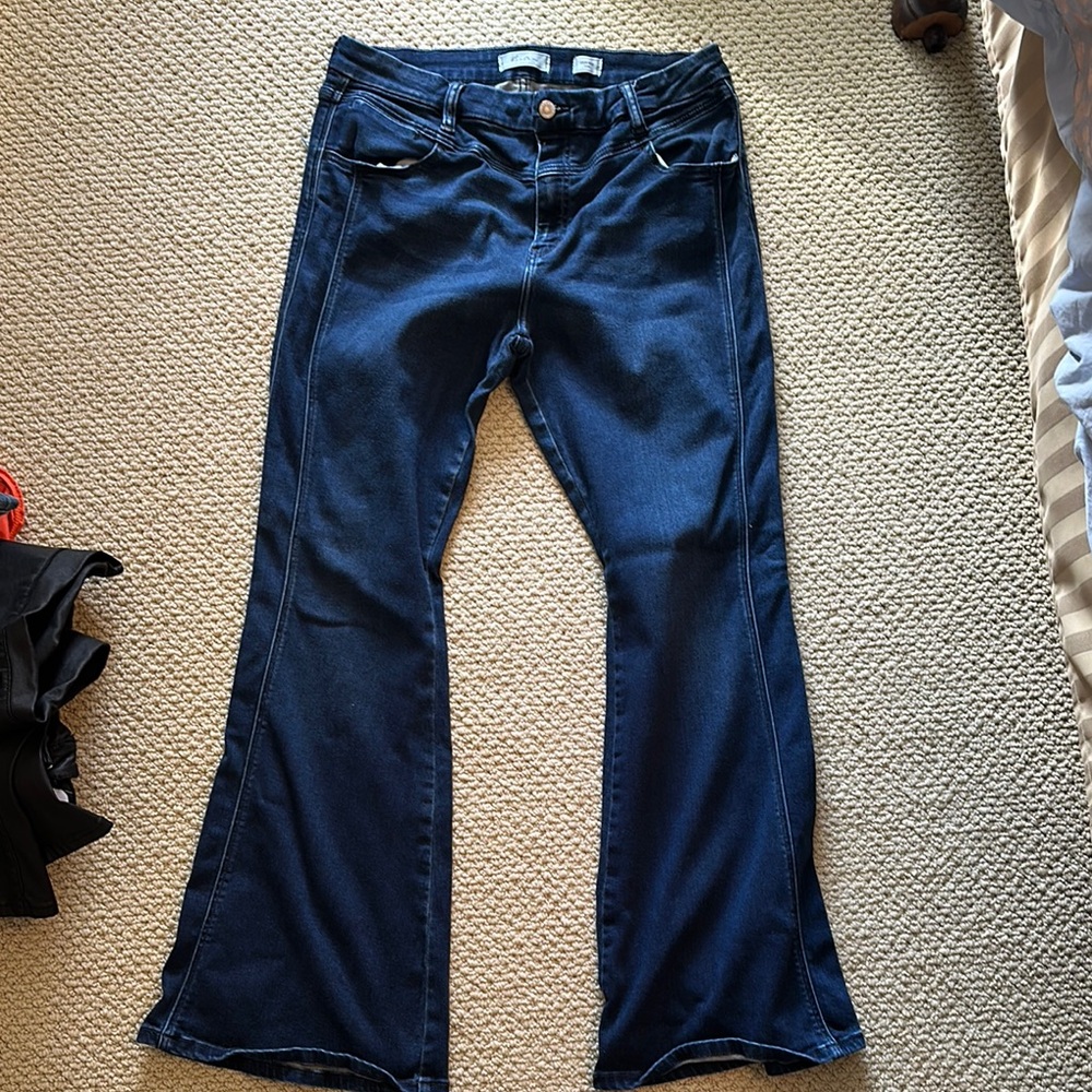 Blue Flare Wide Leg Jeans Retro Style